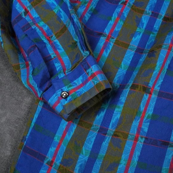 Stefano Conti Hawaiian Shirt Men's Small Button Up All Over Print Jaquard Leaves - Picture 5 of 8